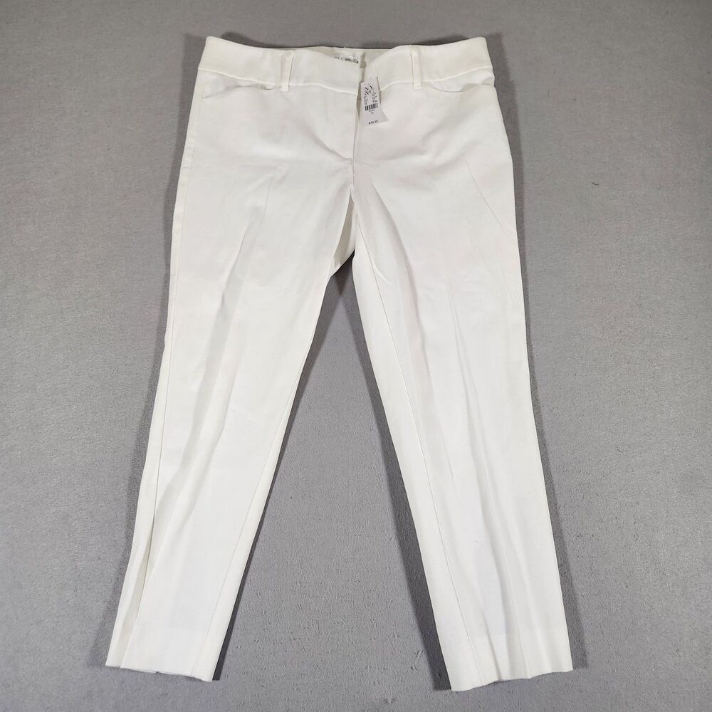New York & Company Womens Size 12 Capri White Mid Rise Flat Front Stretch